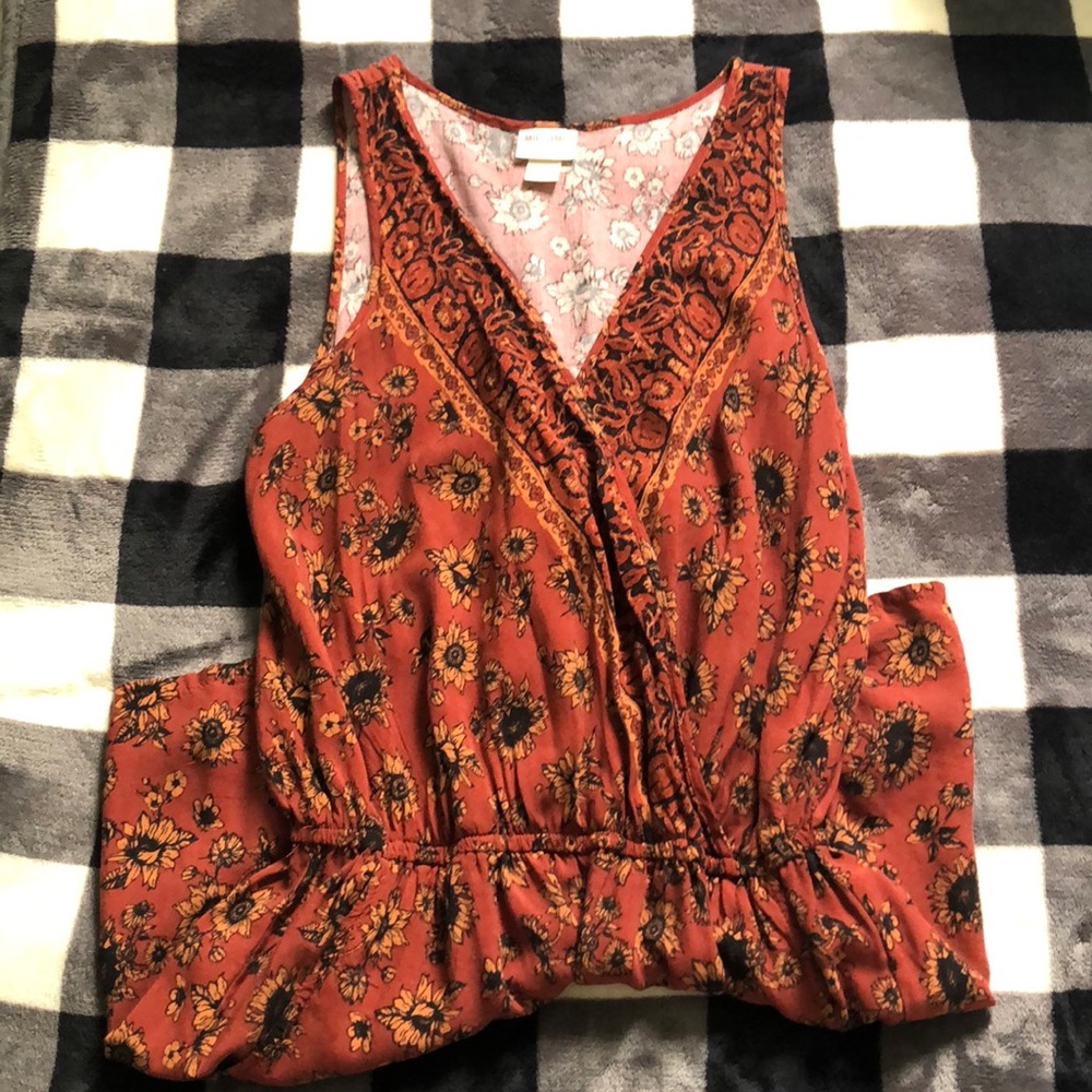 Really cute red orange with black romper